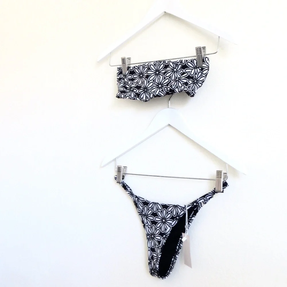 NEW! Kenny Flowers THE Pedregal Bandeau Bikini Top  & String Bikini Bottom Set S